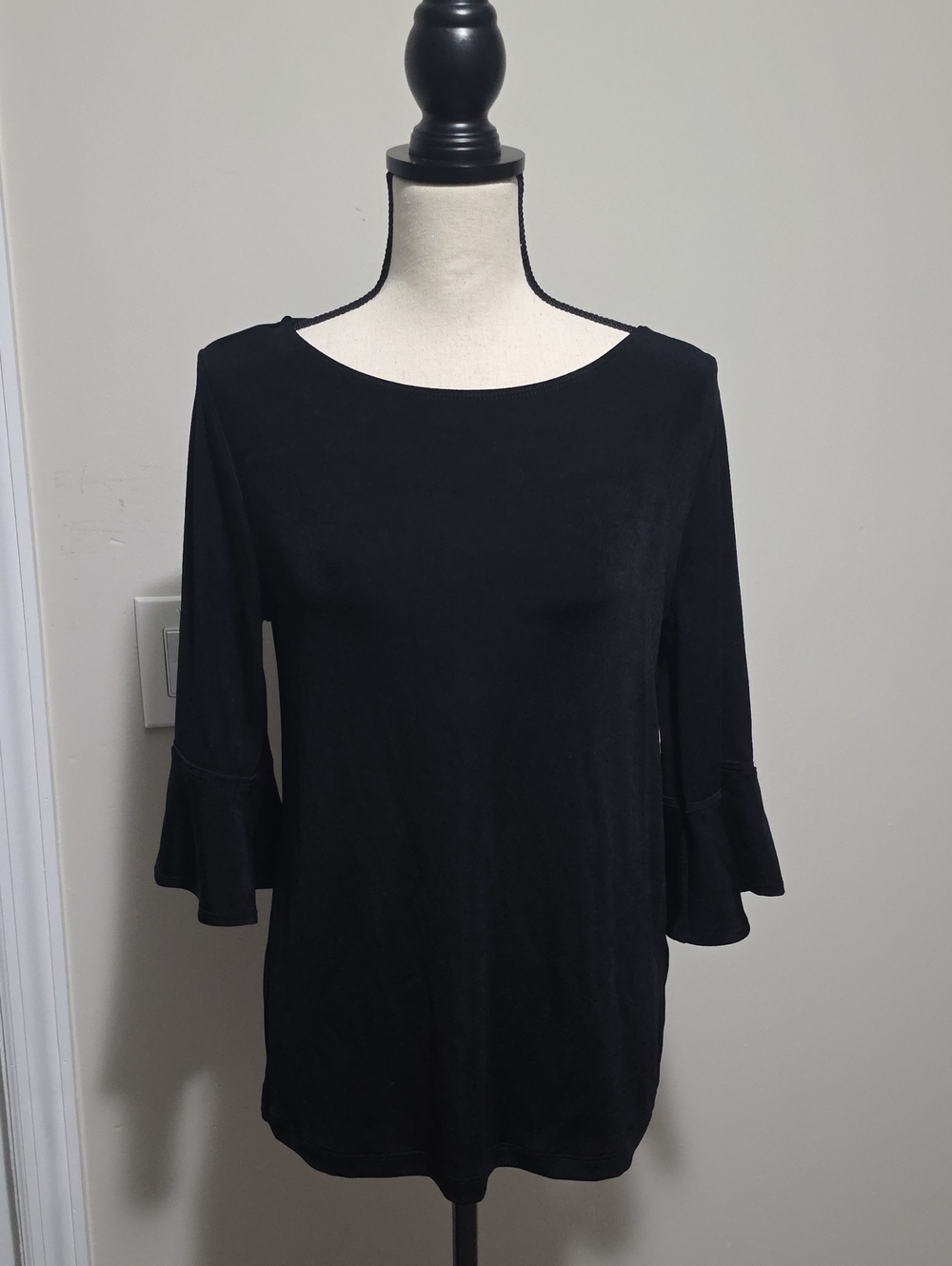 Chico's 3/4 Flare Sleeve Shirt Top Tunic Black 0 Small